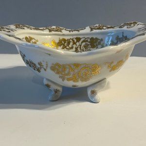 porcelain de France Gold Gild trinket compote candy dish Vintage